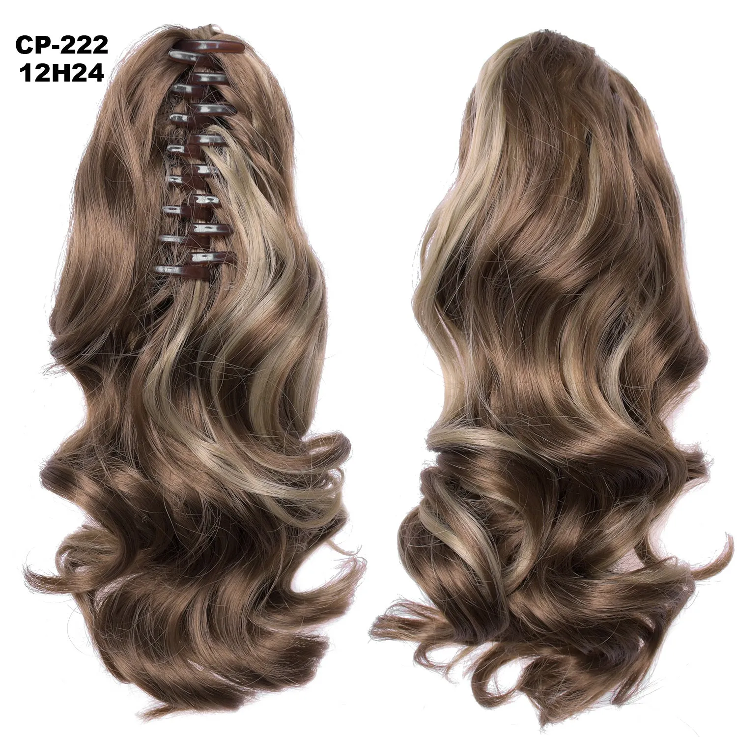 Long wave ponytail wrap around clip in hair extension 40cm chemical fiber natural wave grey hairpiece