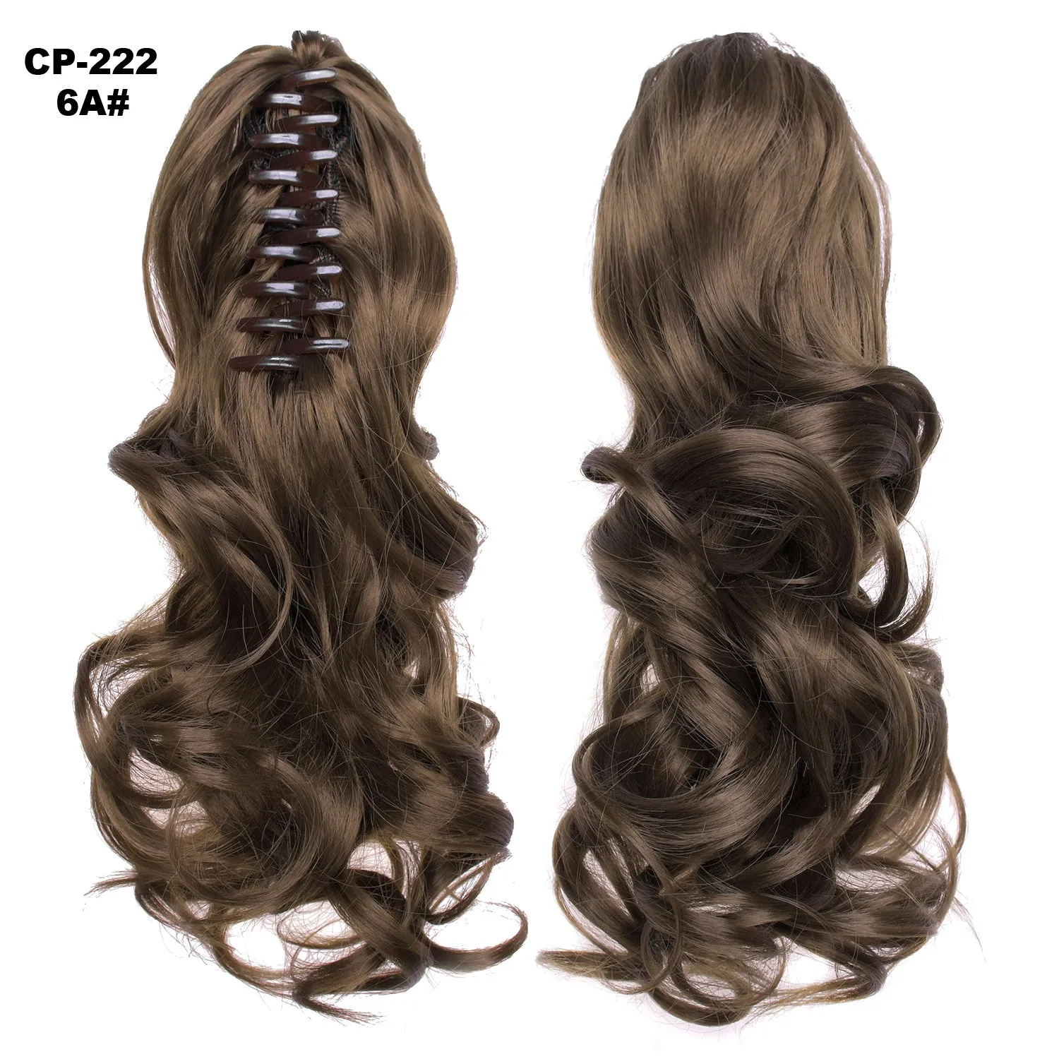 Long wave ponytail wrap around clip in hair extension 40cm chemical fiber natural wave grey hairpiece
