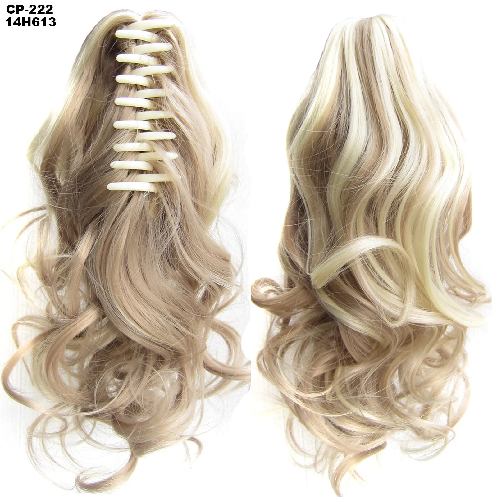 Long wave ponytail wrap around clip in hair extension 40cm chemical fiber natural wave grey hairpiece