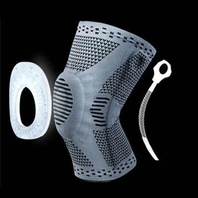 Knee patella protector brace with silicone cushion and side springs in spandex material for basketball and running