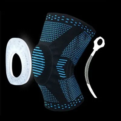 Knee patella protector brace with silicone cushion and side springs in spandex material for basketball and running