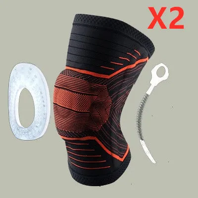 Knee patella protector brace with silicone cushion and side springs in spandex material for basketball and running