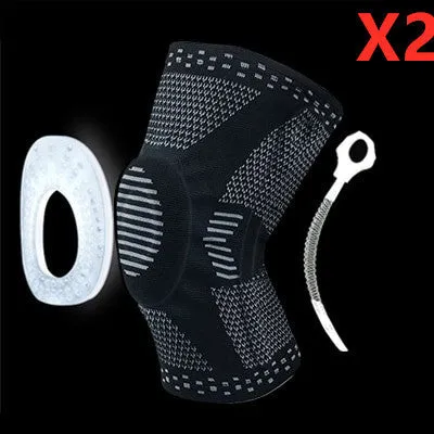 Knee patella protector brace with silicone cushion and side springs in spandex material for basketball and running