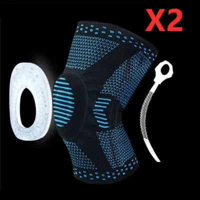 Knee patella protector brace with silicone cushion and side springs in spandex material for basketball and running