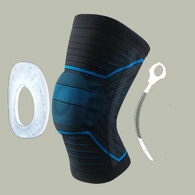 Knee patella protector brace with silicone cushion and side springs in spandex material for basketball and running