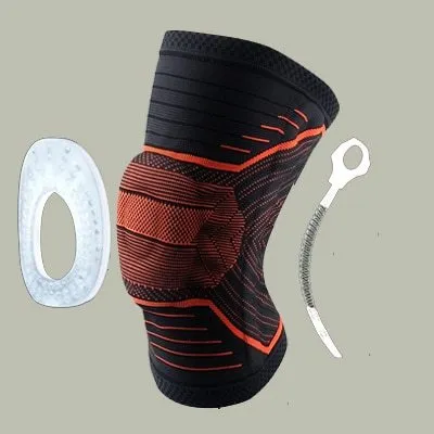 Knee patella protector brace with silicone cushion and side springs in spandex material for basketball and running