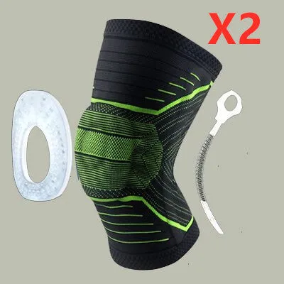 Knee patella protector brace with silicone cushion and side springs in spandex material for basketball and running