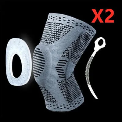 Knee patella protector brace with silicone cushion and side springs in spandex material for basketball and running