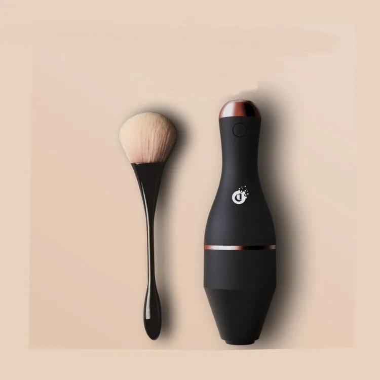 Electric makeup brush cleaner in black with USB cable and cleaning tank for automatic brush head cleaning