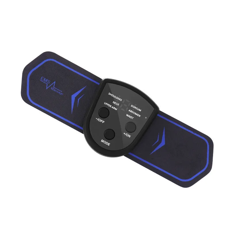 Blue rechargeable electric meridian massager with two massage contacts for neck and shoulder acupressure relief