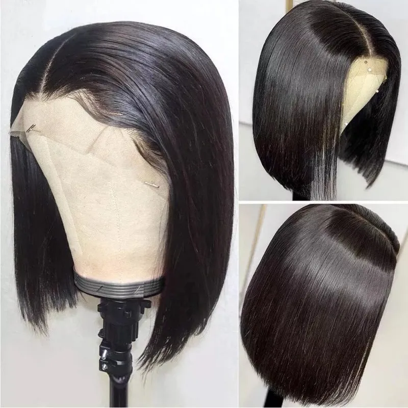 Real lace headband human hair wig in natural colour with 13x4 bob lace, 150% density, 16 inch length