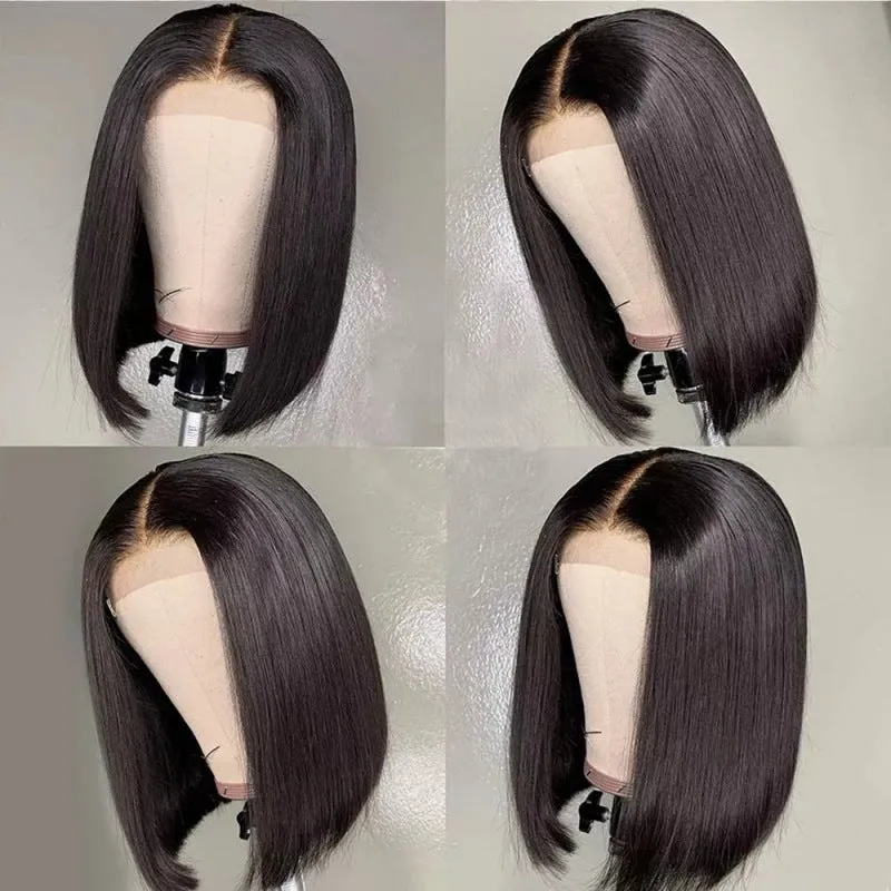 Real lace headband human hair wig in natural colour with 13x4 bob lace, 150% density, 16 inch length