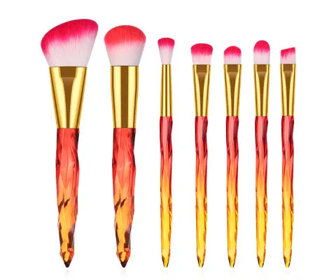 10 crystal-handle foundation brushes with diamond shanks and 4.5cm artificial fibre bristles