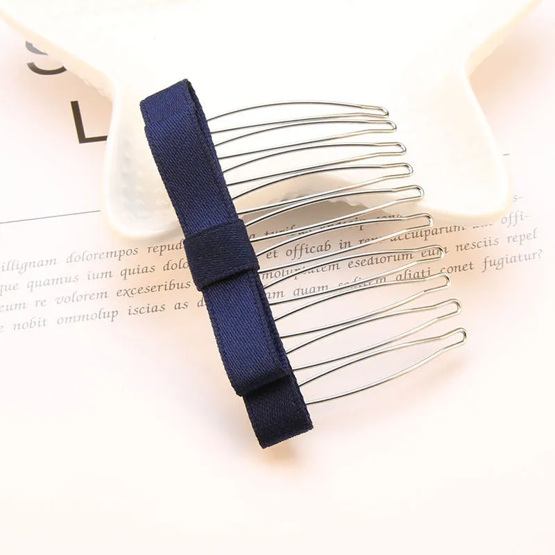 Retro bow hair comb with inlaid crystal decoration, available in six colours and two size options