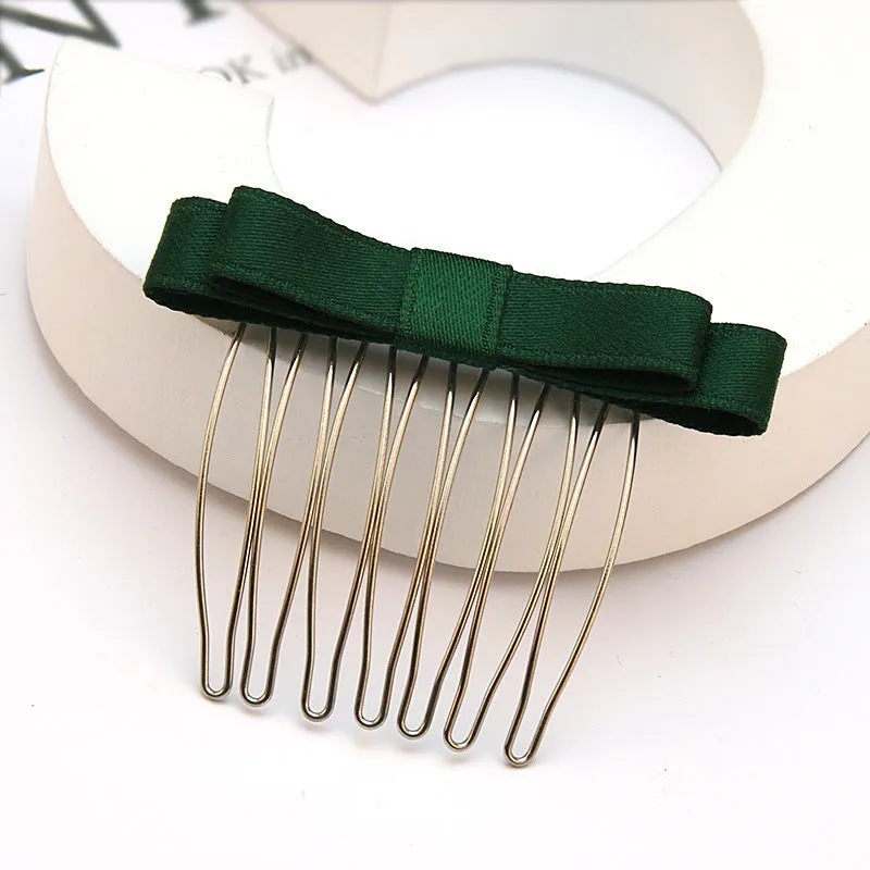 Retro bow hair comb with inlaid crystal decoration, available in six colours and two size options