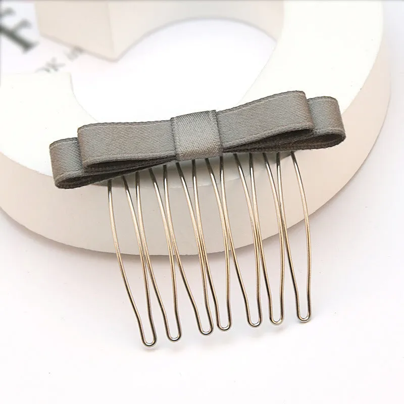Retro bow hair comb with inlaid crystal decoration, available in six colours and two size options