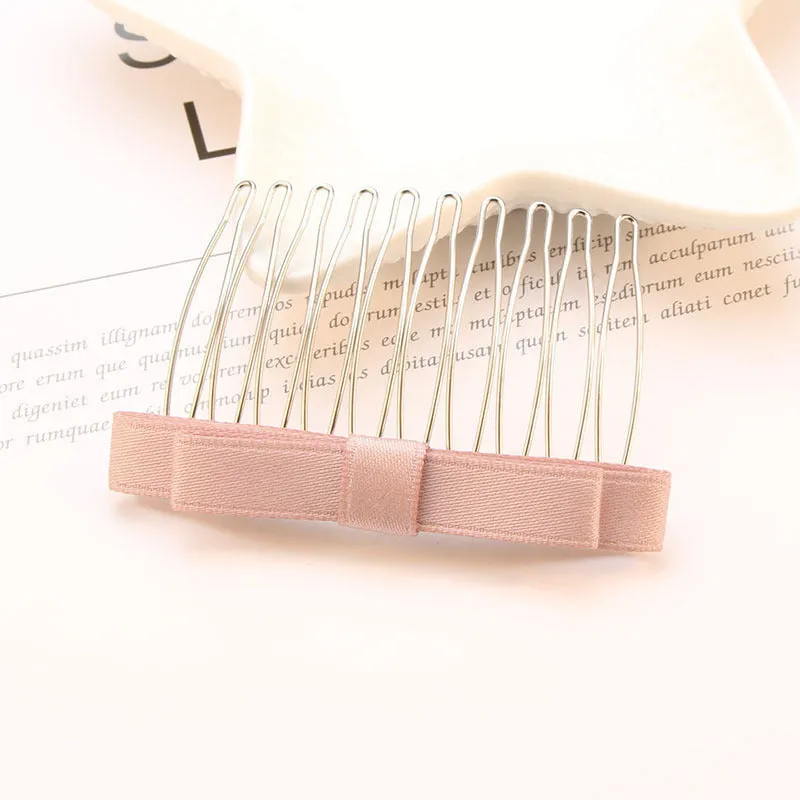 Retro bow hair comb with inlaid crystal decoration, available in six colours and two size options