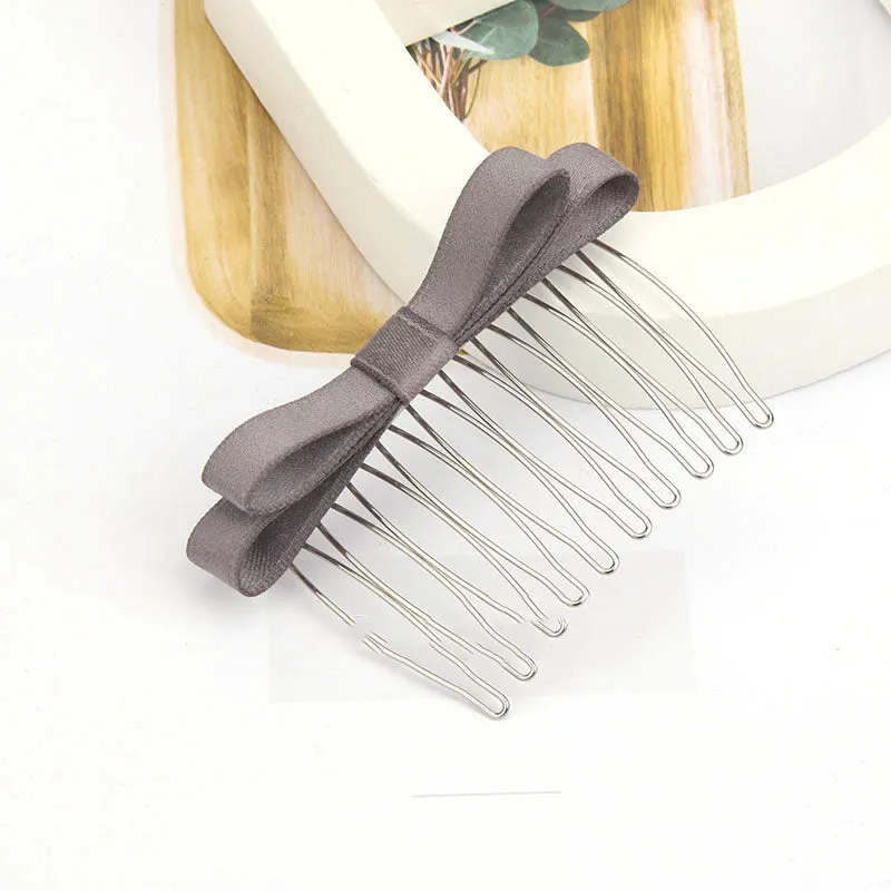 Retro bow hair comb with inlaid crystal decoration, available in six colours and two size options