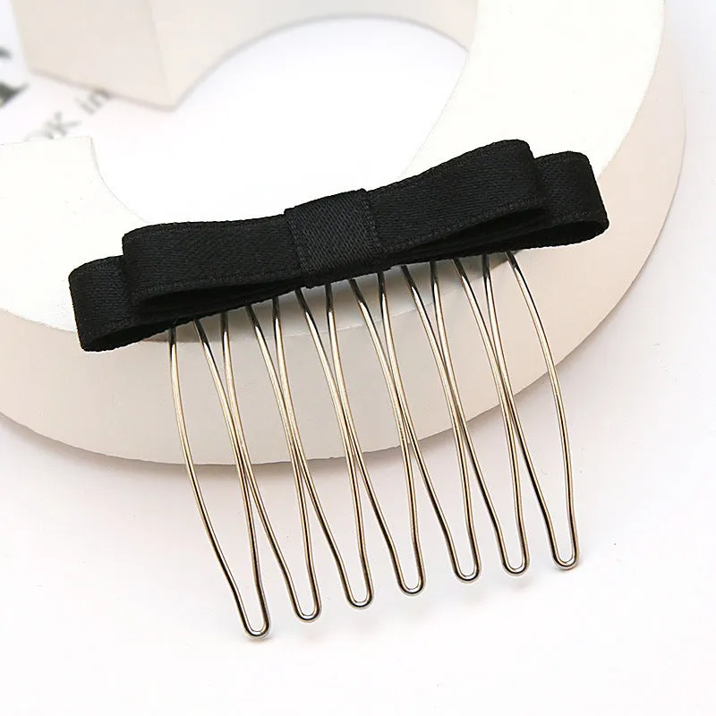 Retro bow hair comb with inlaid crystal decoration, available in six colours and two size options