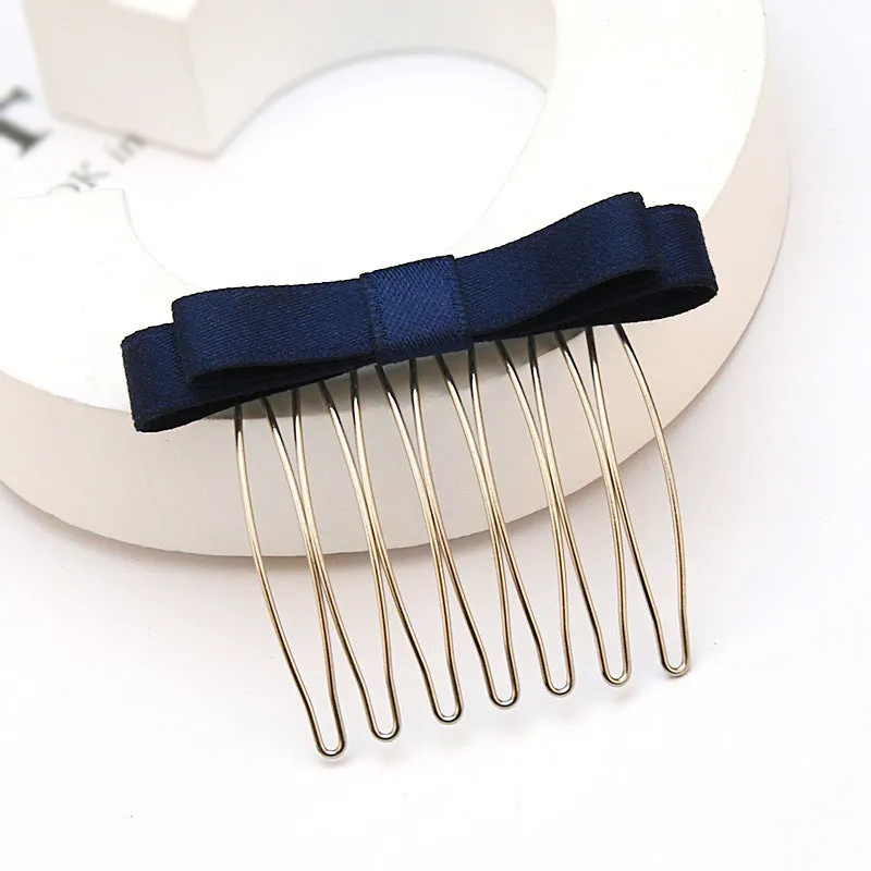 Retro bow hair comb with inlaid crystal decoration, available in six colours and two size options