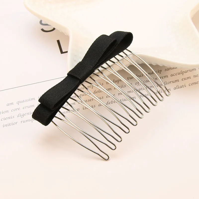 Retro bow hair comb with inlaid crystal decoration, available in six colours and two size options