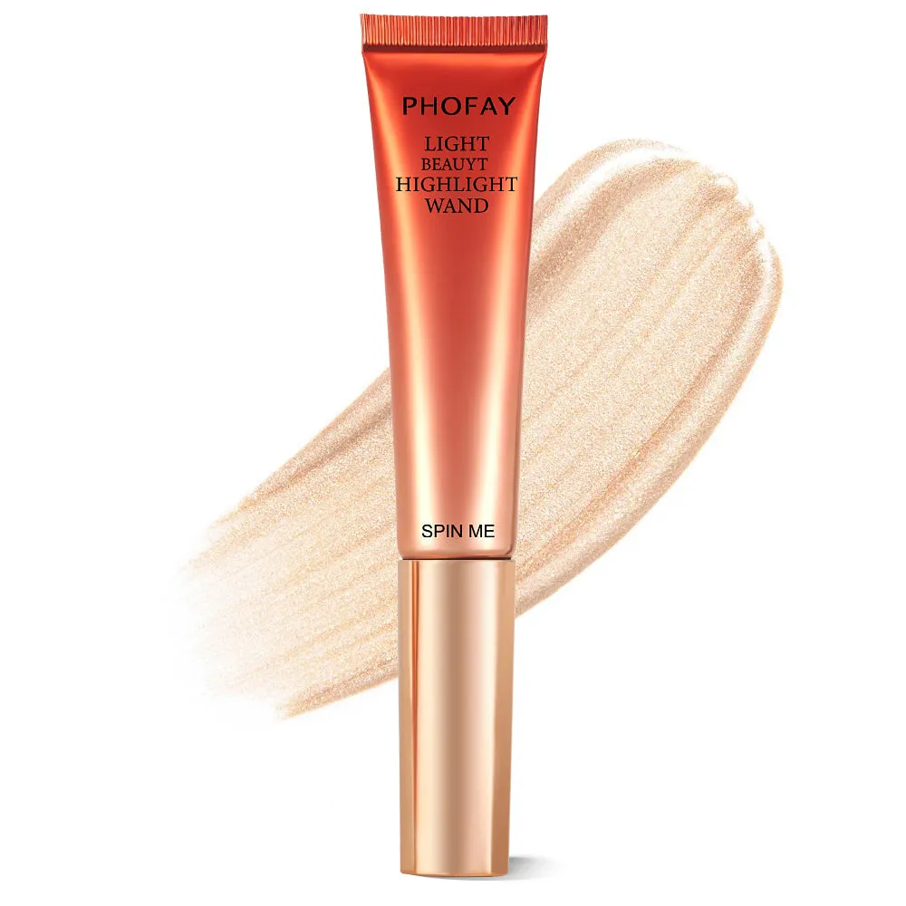 PHOFAY highlighter wand 15 ml liquid illuminator with twist-open sponge applicator silky shiny finish