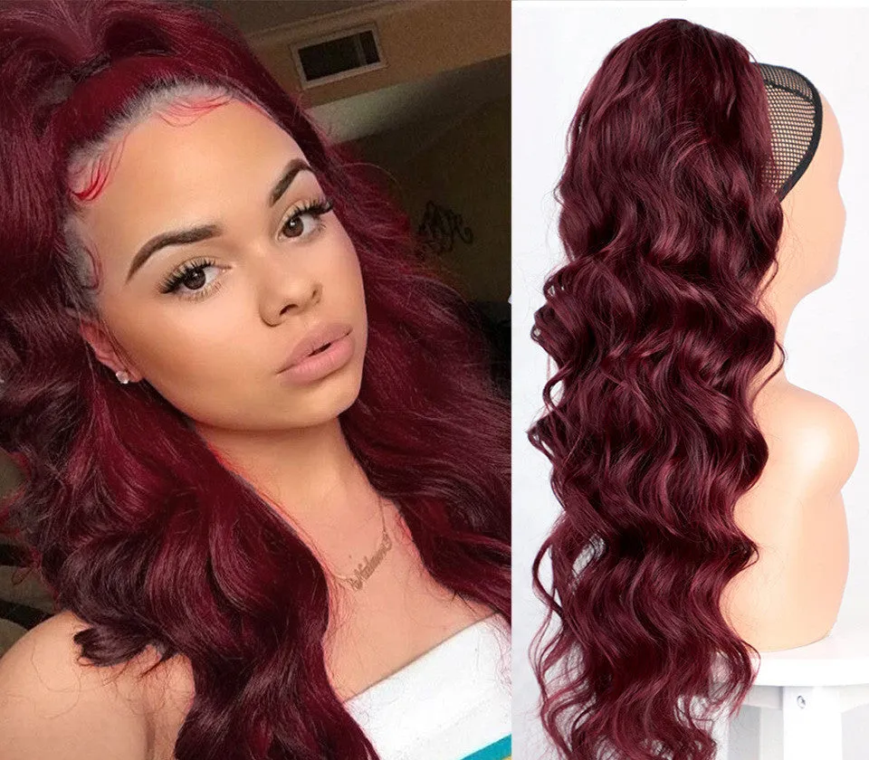 Big wave drawstring ponytail wig in matte high temperature silk chemical fiber, colour AK13-2