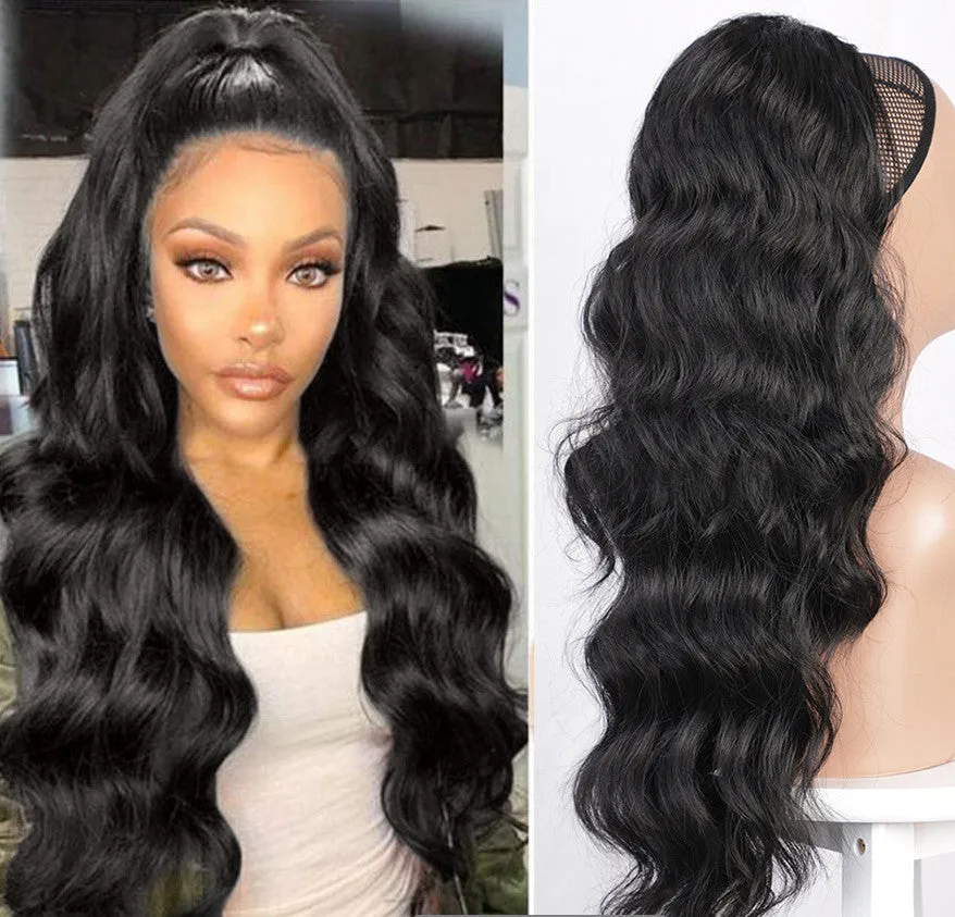 Big wave drawstring ponytail wig in matte high temperature silk chemical fiber, colour AK13-2