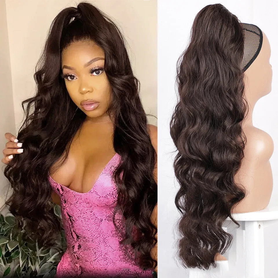 Big wave drawstring ponytail wig in matte high temperature silk chemical fiber, colour AK13-2