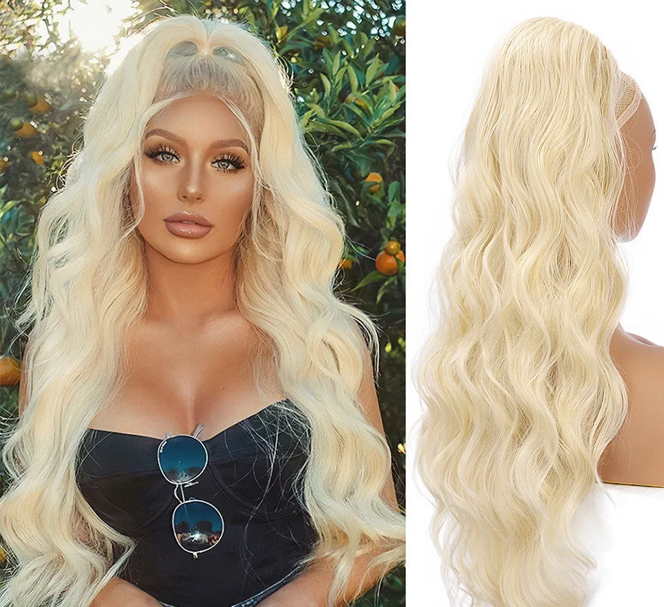 Big wave drawstring ponytail wig in matte high temperature silk chemical fiber, colour AK13-2