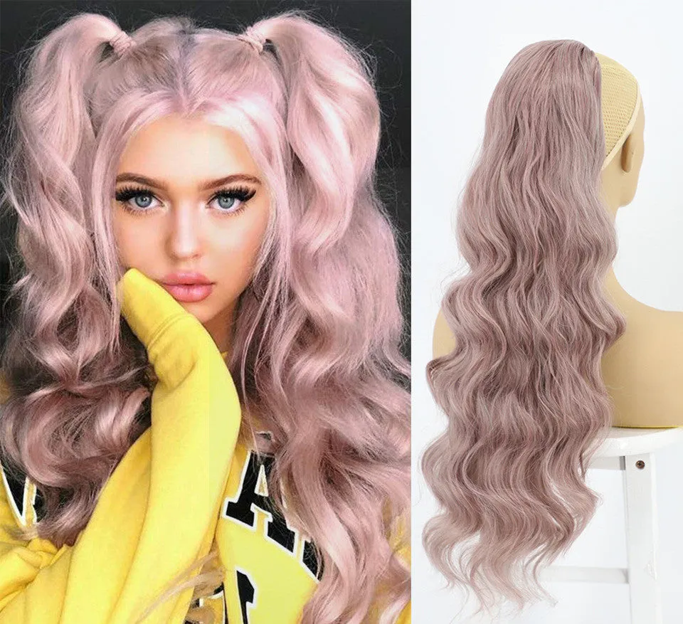 Big wave drawstring ponytail wig in matte high temperature silk chemical fiber, colour AK13-2