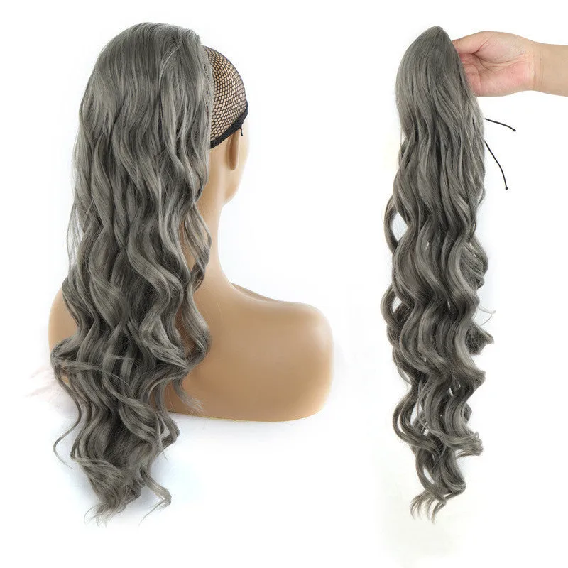 Big wave drawstring ponytail wig in matte high temperature silk chemical fiber, colour AK13-2