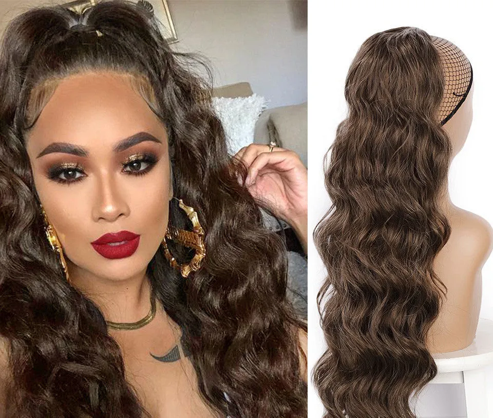 Big wave drawstring ponytail wig in matte high temperature silk chemical fiber, colour AK13-2
