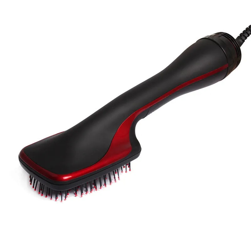 Black 2-in-1 electric hair dryer comb with 16-20mm alloy heat conductor and UK plug