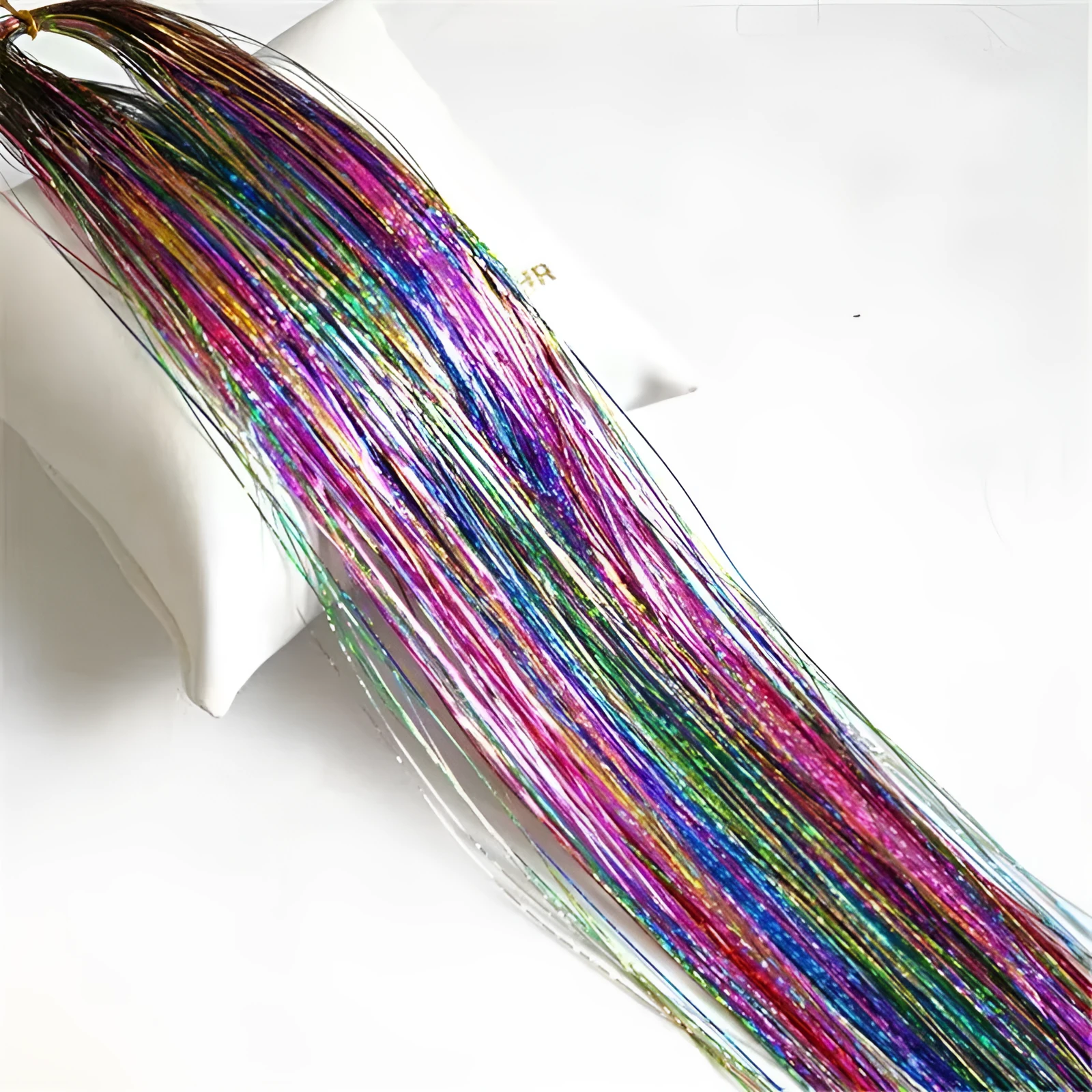 Laser hair colour hair extension clip in high temperature wire in red colour on white background