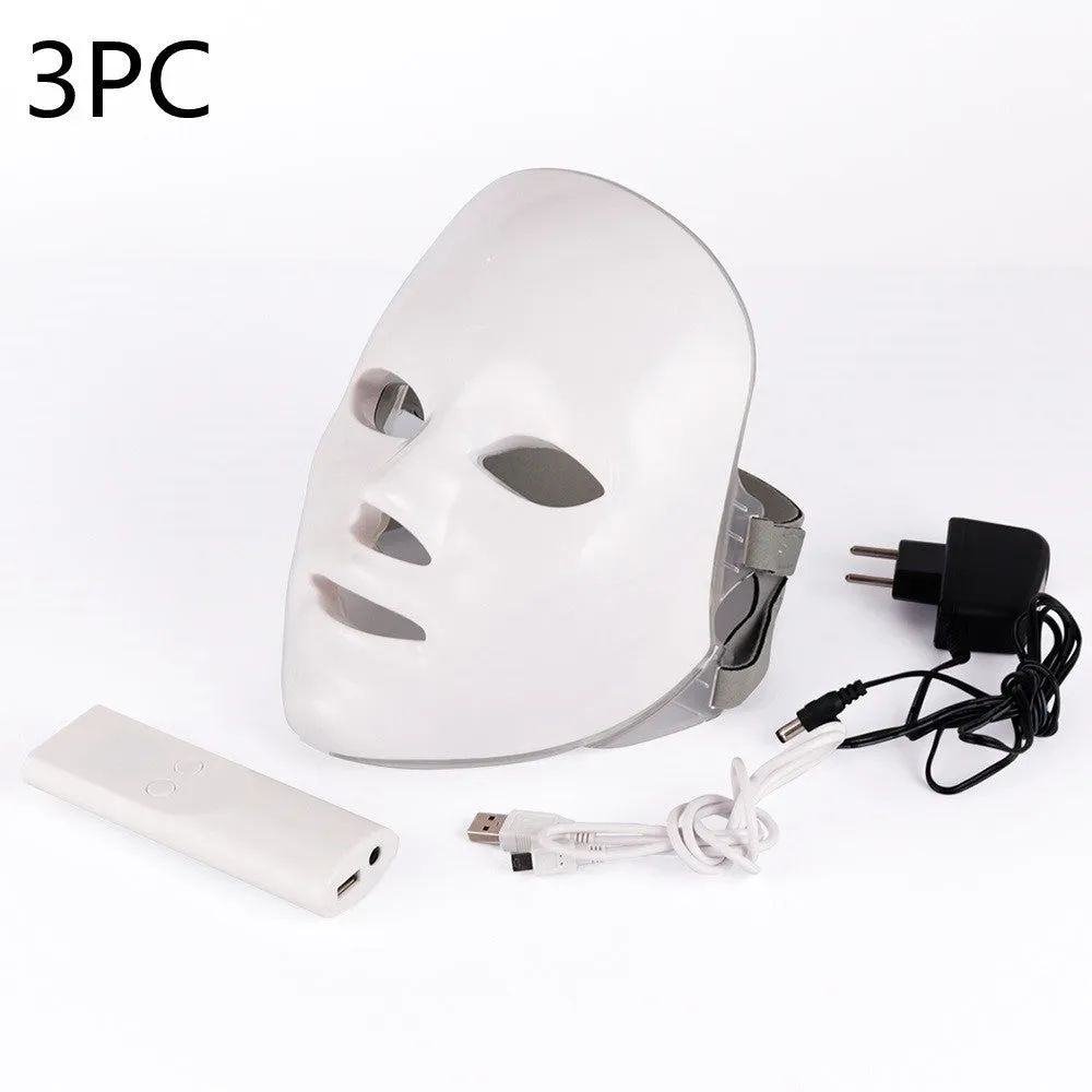 Seven colour LED photon rejuvenation skin mask with 330 lights and ABS construction on a white background