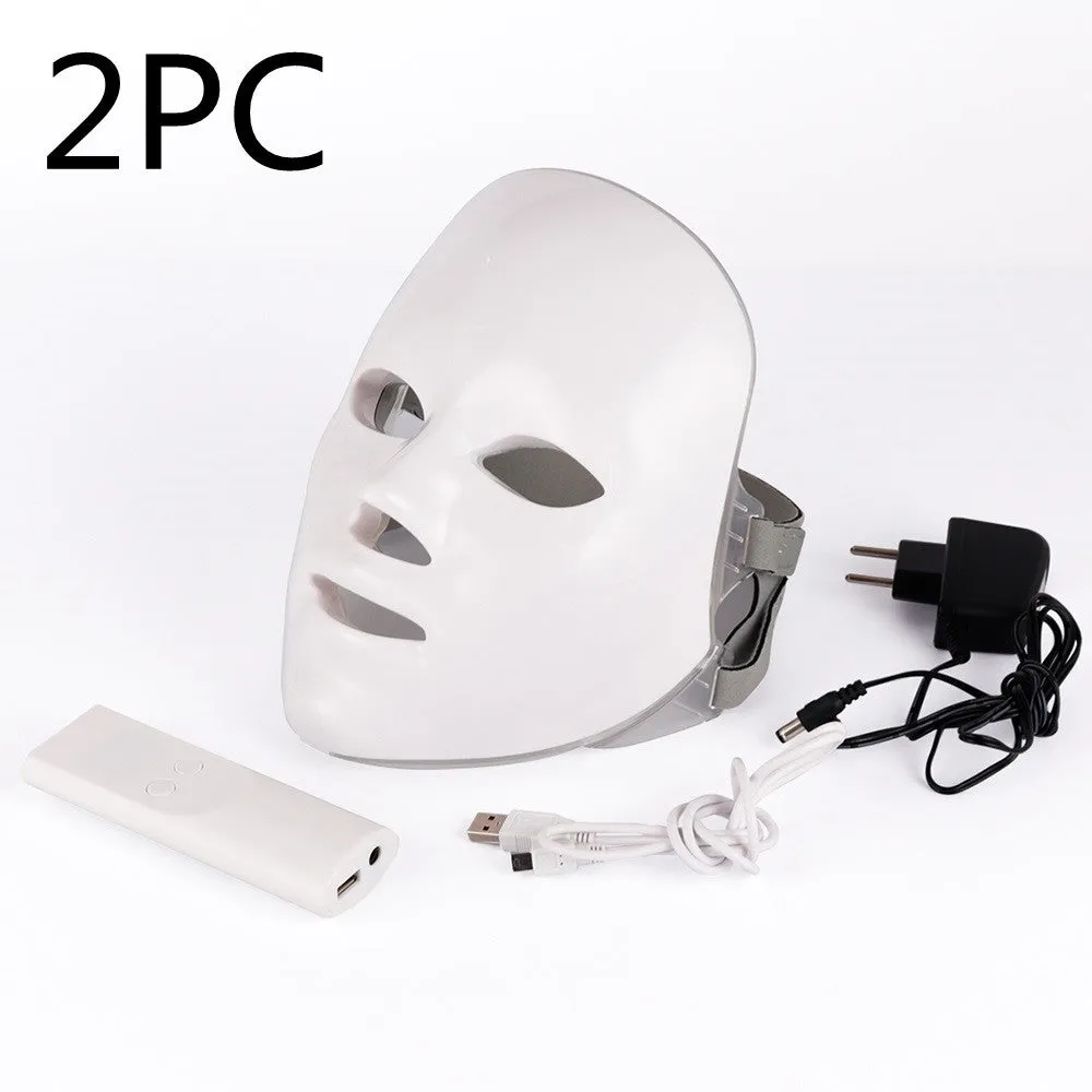Seven colour LED photon rejuvenation skin mask with 330 lights and ABS construction on a white background