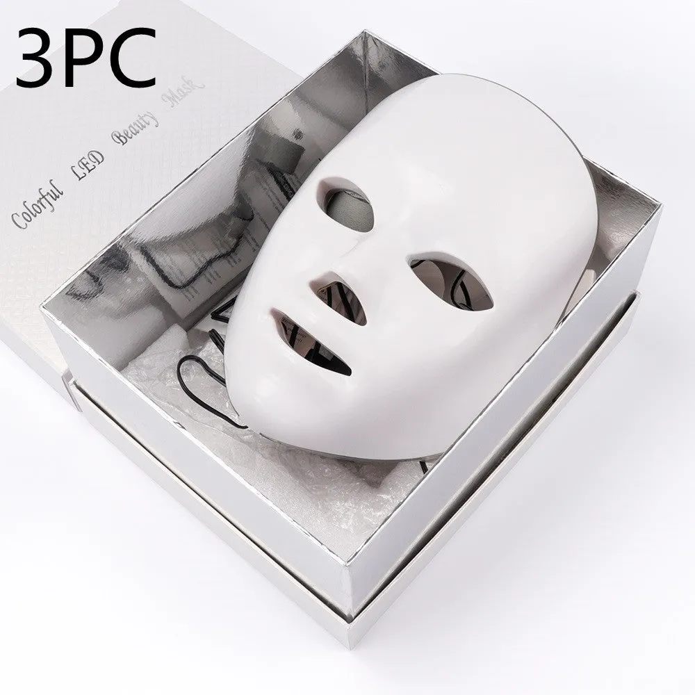 Seven colour LED photon rejuvenation skin mask with 330 lights and ABS construction on a white background