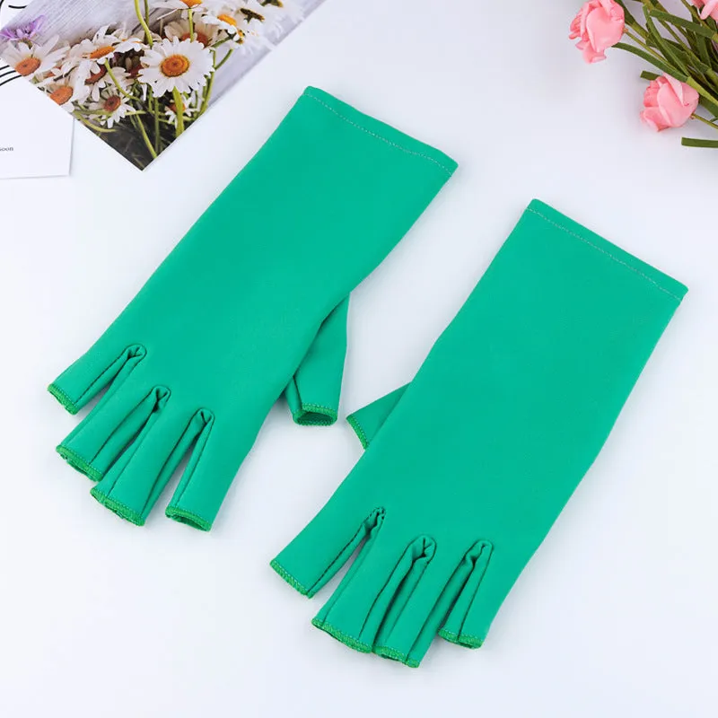 Manicure UV protection gloves half-finger cloth hand-painted decorative for nail art