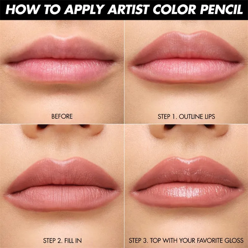 PHOFAY Nude Lipliner Kit 12 piece set in brown packaging with individual pencils
