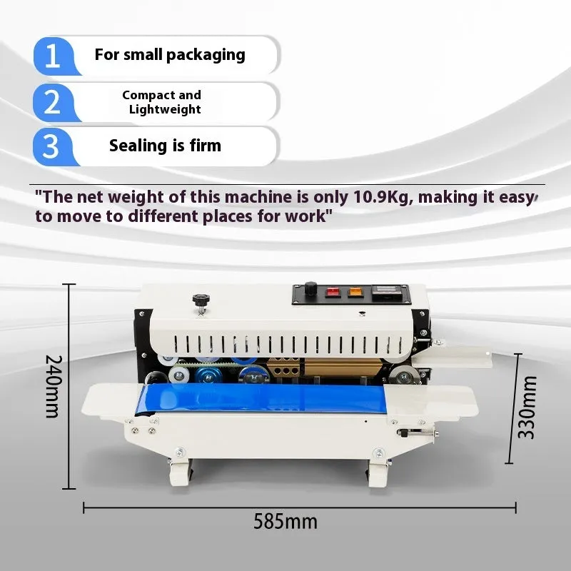 Mini manual hand-held sealing machine with steel date stamp for small plastic bags.