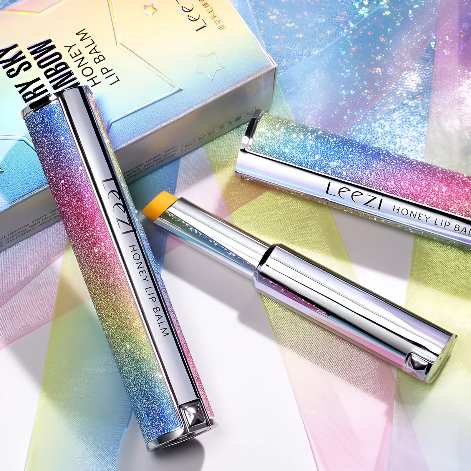 Rainbow Star colour changing lipstick in starry sky honey shade with silky smooth texture