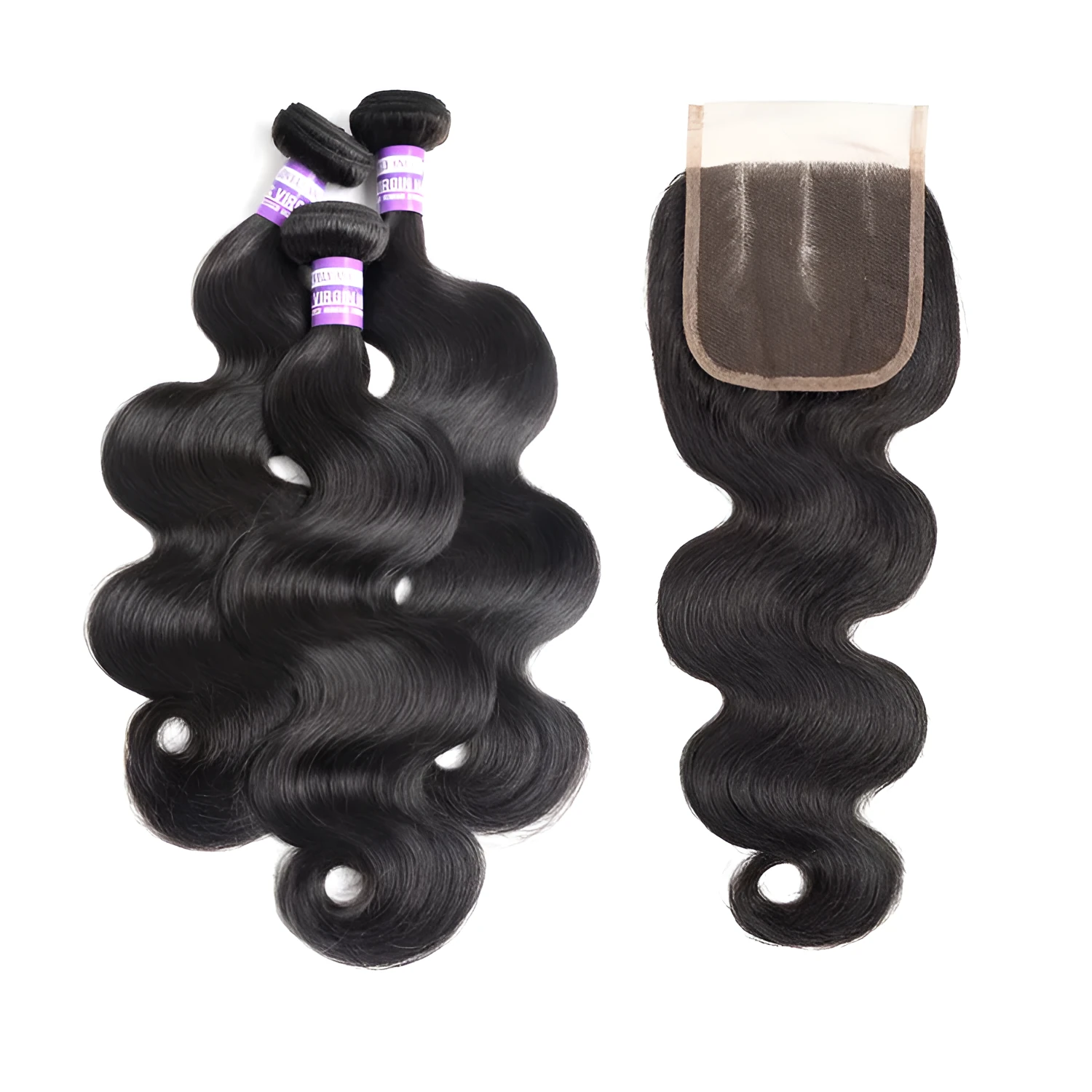 Brazilian human hair bundles with closure in straight texture ombre colour 10 inch and 8 inch lengths