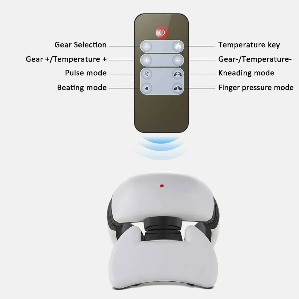 Smart electric pulse back and neck massager with 4 heads, remote control, and hot compress