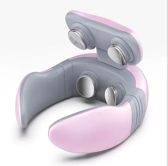 Smart electric pulse back and neck massager with 4 heads, remote control, and hot compress