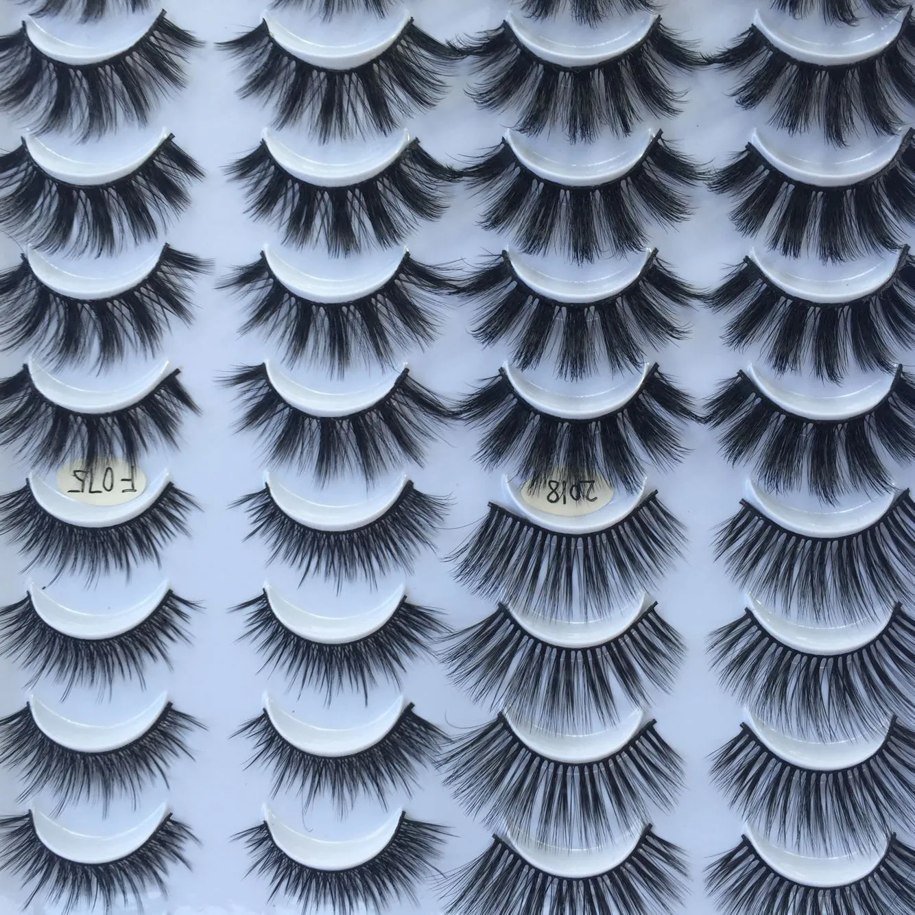 20 pairs of three-dimensional multi-layer false eyelashes made of chemical fibre, pure handmade, mixed styles.