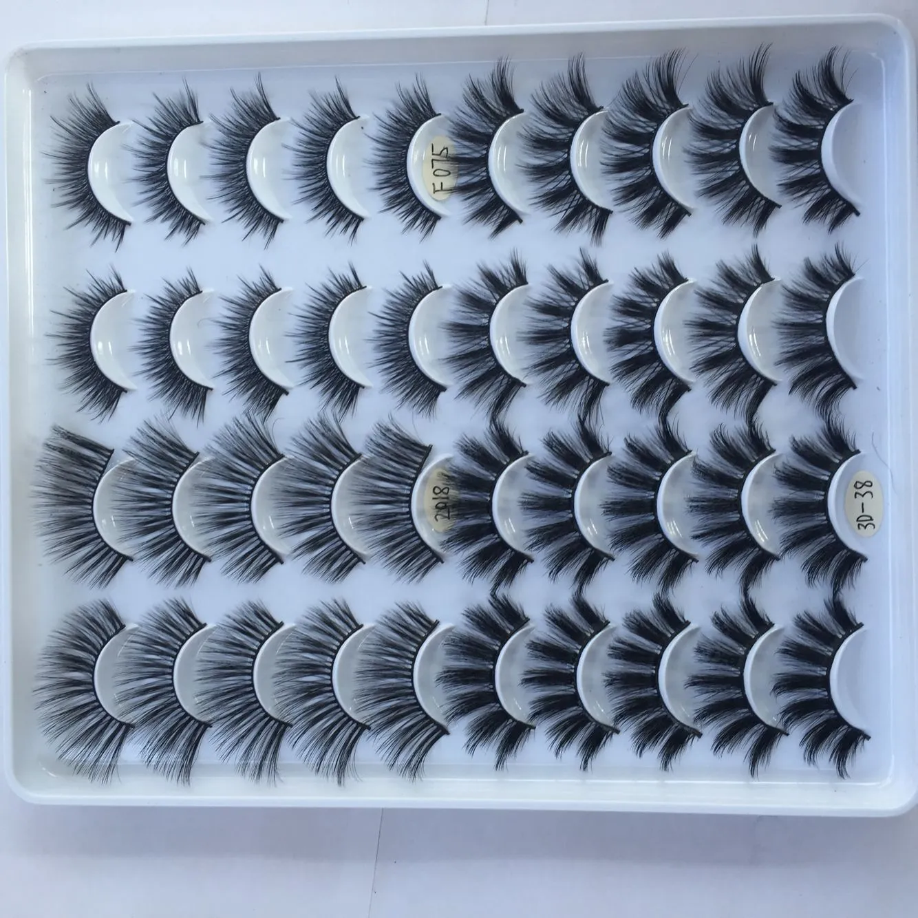 20 pairs of three-dimensional multi-layer false eyelashes made of chemical fibre, pure handmade, mixed styles.