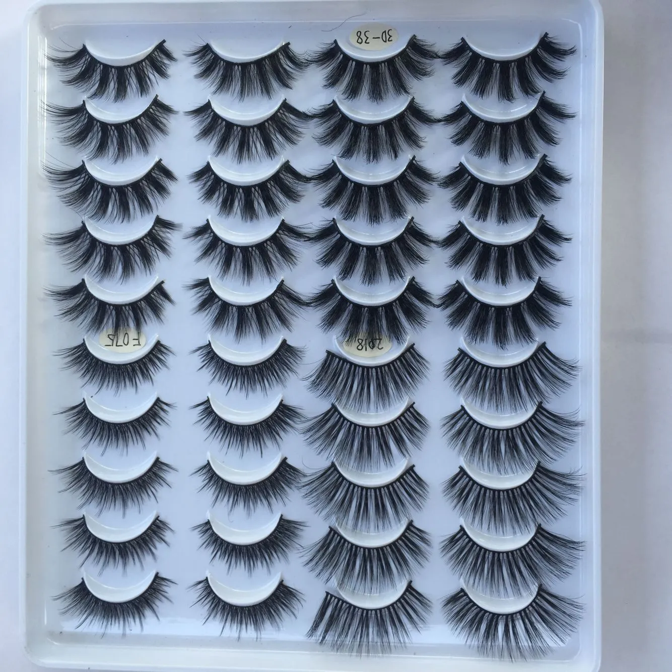 20 pairs of three-dimensional multi-layer false eyelashes made of chemical fibre, pure handmade, mixed styles.
