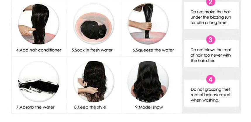 Brazilian Water Wave Headband Human Hair Wig for Ladies Medium Long Hair 8-18 Inch Lengths Can Be Dyed Any Skin Colour Photo Colour Natural Look