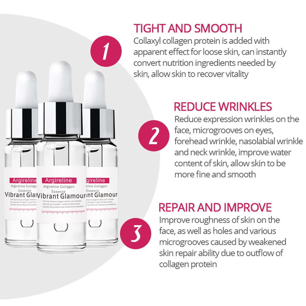 Collagen facial serum bottle with anti-wrinkle lifting firming brightening benefits for UK skincare